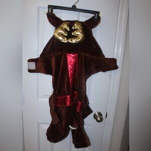 Reindeer Dog M/L Costume with Gold Antlers and Red Accents